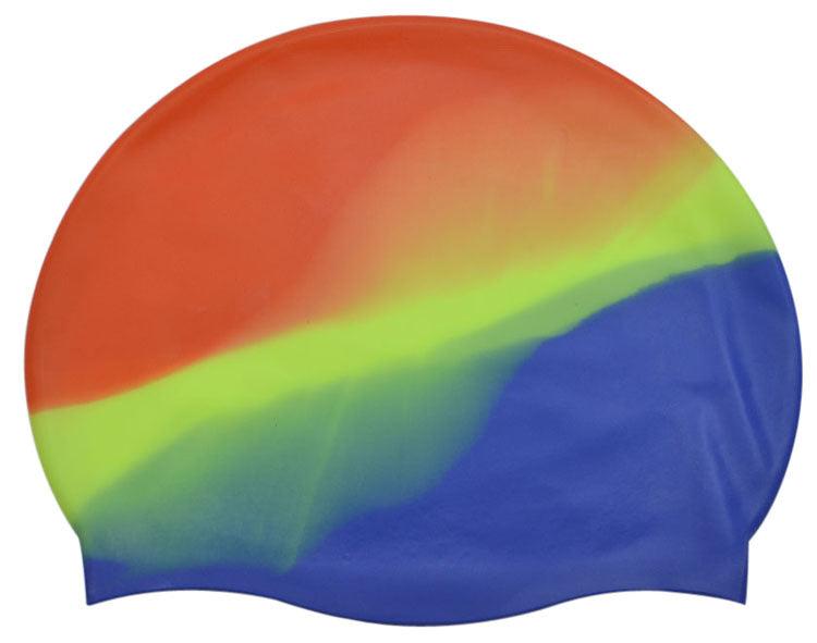 Silicone Swimming Cap Gradient Color Blocking Waterproof Printing