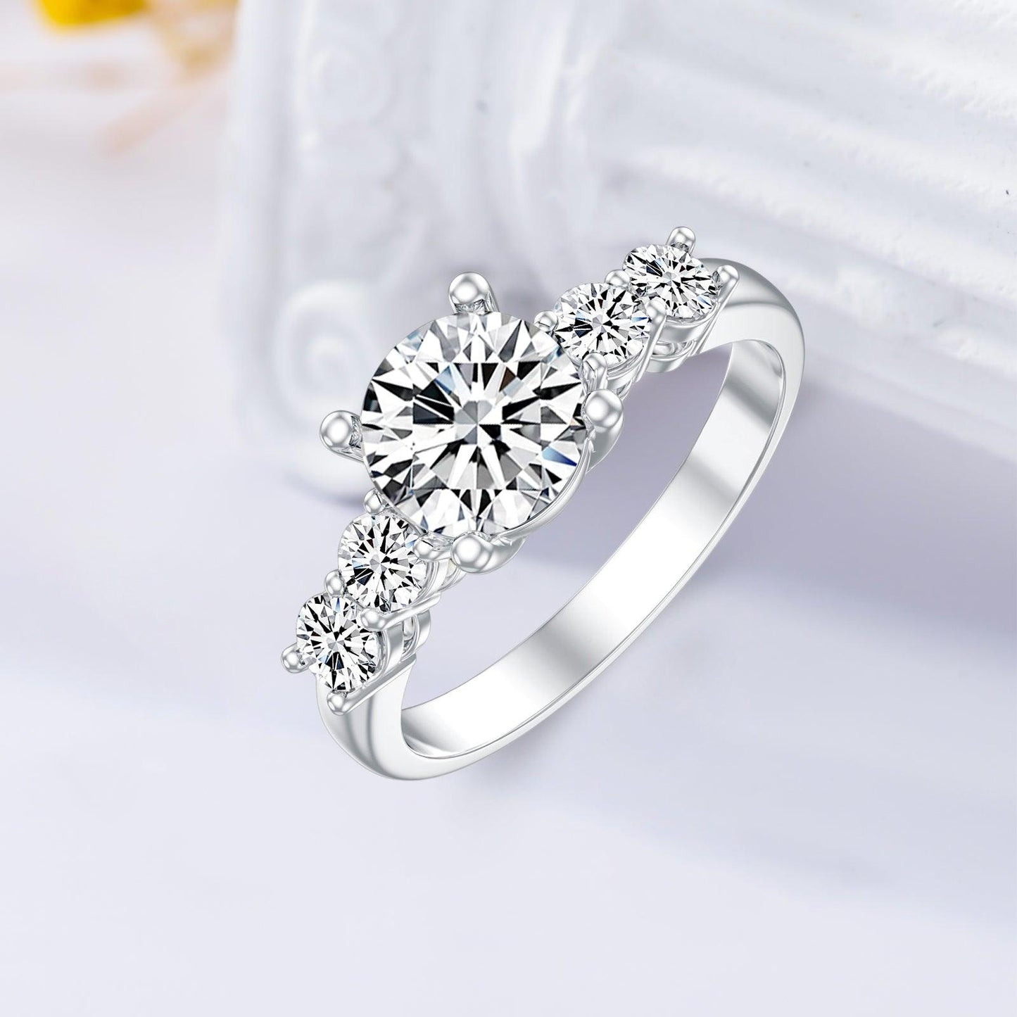 1.0 carat round Moissanite engagement ring set