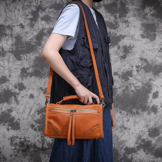 Female Package Plant Tanned Leather Do Old Tree Paste Skin Wash Cowboy Carrying Satchel