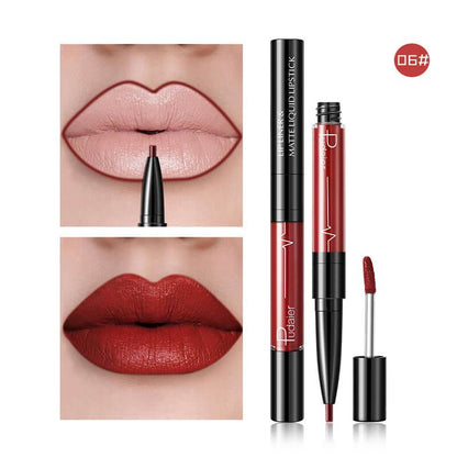 Pudaier Matte Lip Gloss Lip Liner 2 in1 Maquiagem Profissional Completa Agate Red Lip Tint Plumper Tattoo Makeup liquid Lipstick