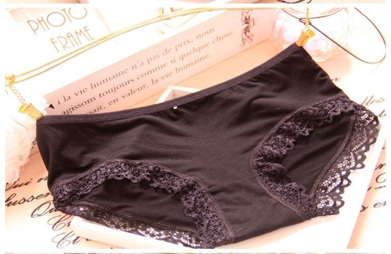 Modal Bamboo Charcoal Fiber Underwear Black Red Lace Underwear Women's Underwear