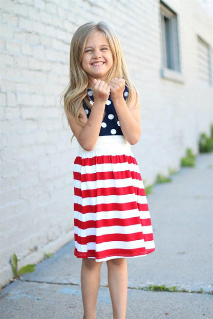 American Independence Day Flag Sleeveless Vest Striped Polka Dot Dress