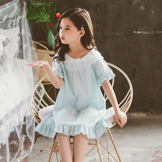 Children's Short-Sleeved Nightdress, Girls' Pajamas