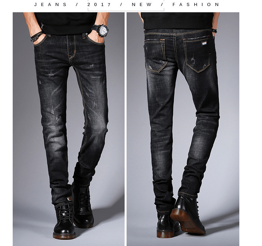 Fall 2021 New Jeans Men\'s Korean Edition Fashion Slim Bottom Pants Young Students Elastic Black Pants