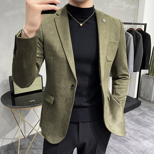 Men's Fashion Casual Suede Suit Top