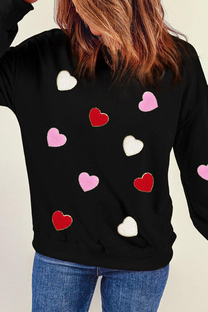 Valentine's Day Contrast Heart Long Sleeve Sweatshirt