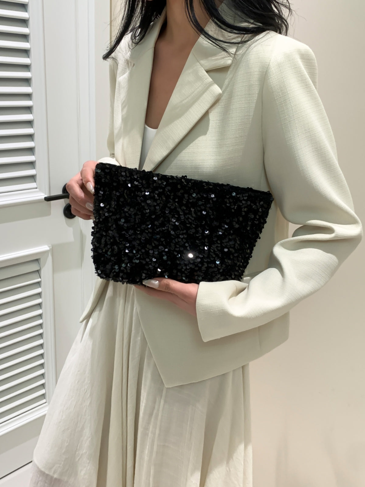 Sequin Clutch with Zipper