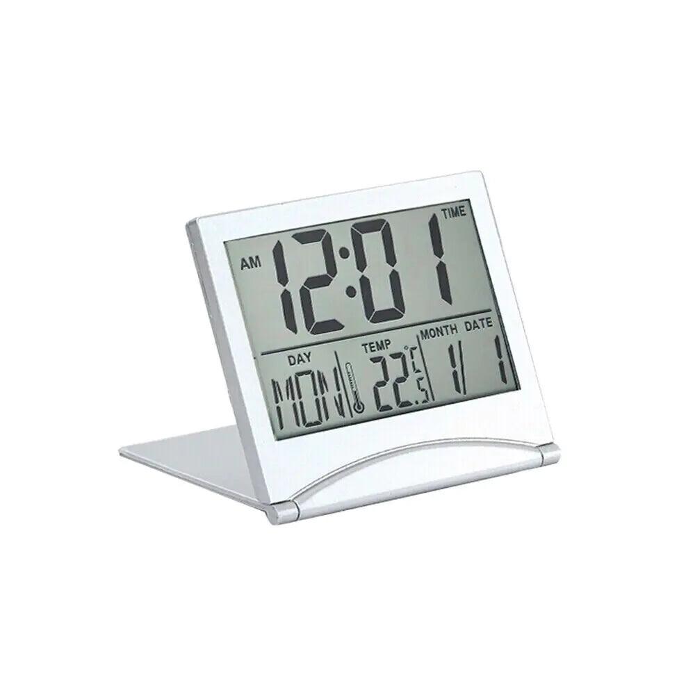 Digital Travel Alarm Clock Foldable Temperature LCD Clock Compact Desk Timer New