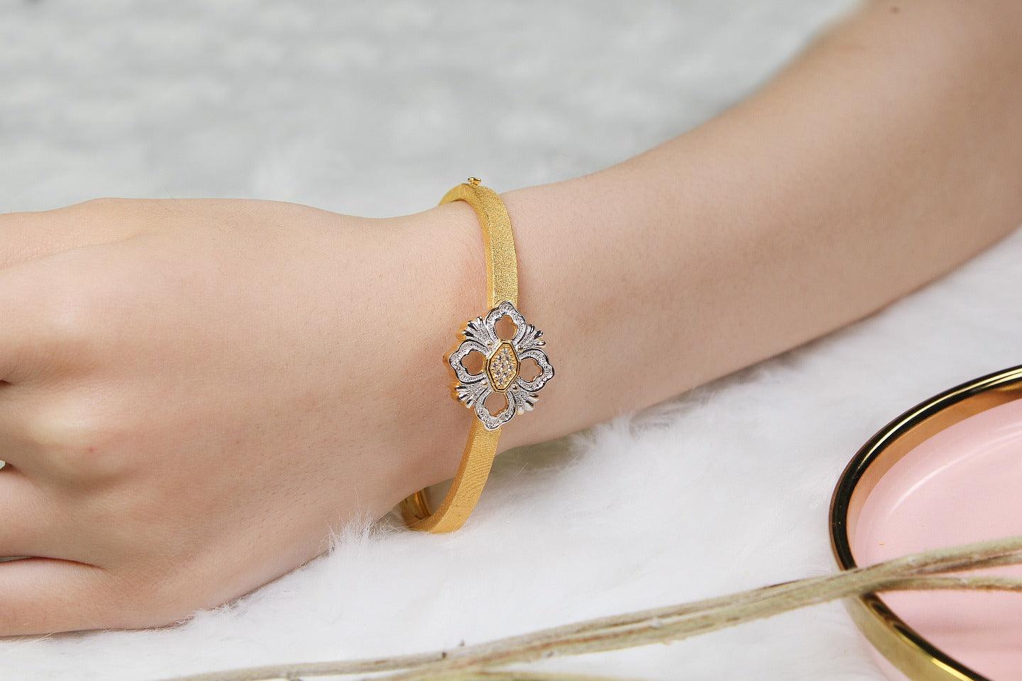 Silver Ornament Light Luxury Custom 925 Gold Single Flower Bracelet