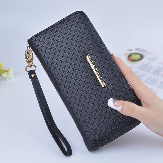 New pure color lady wristband handbag with fashionable Korean version of long style women's zipper purse wholesale money wallet wholesale