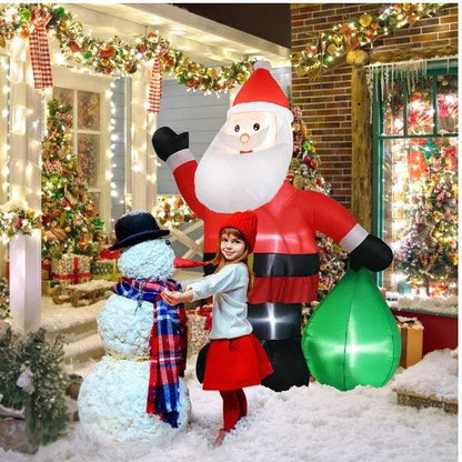 6 FT Lighted Christmas Inflatable Decoration, Inflatable Santa Claus With Large Gift Bag, Funny Blow Up Yard Decorations With Built-in LED Lights For Holiday Party Front Yard Lawn Garden Decor