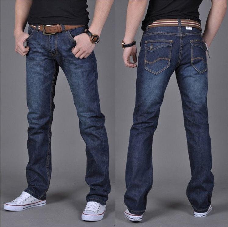 Men's Denim Long Pants Trendy Men's Denim Straight-Leg Pants