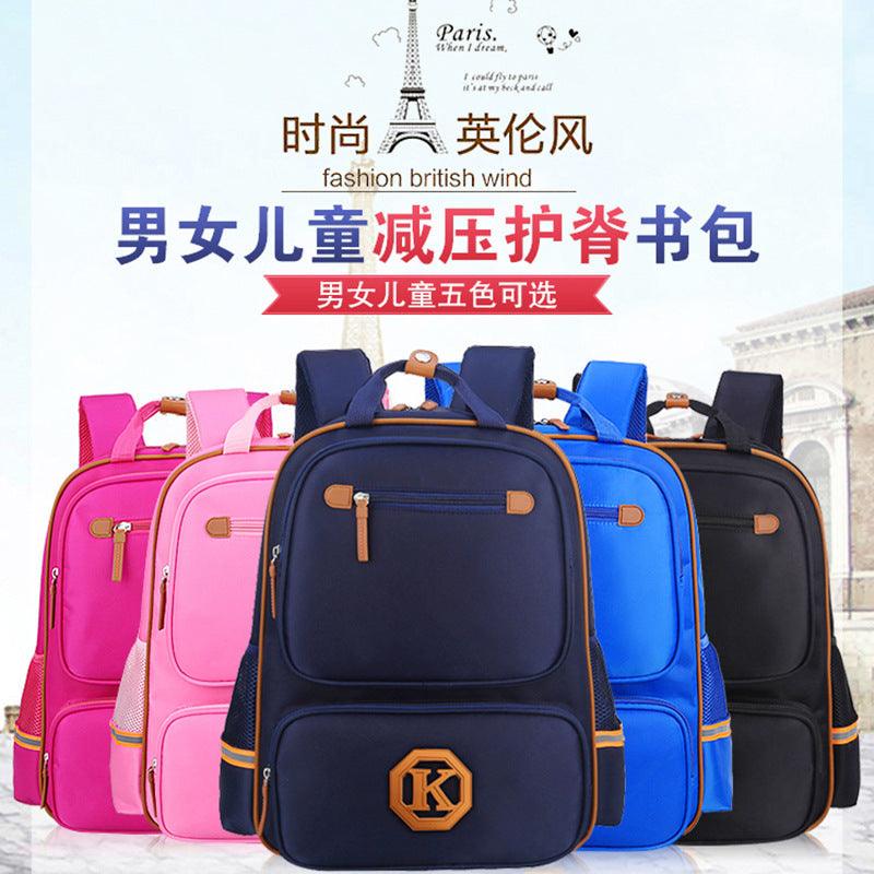 Children's schoolbags, schoolchildren, boys and girls, 1-3-4-6 grade English wind reducing children's backpacker