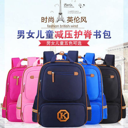 Children's schoolbags, schoolchildren, boys and girls, 1-3-4-6 grade English wind reducing children's backpacker