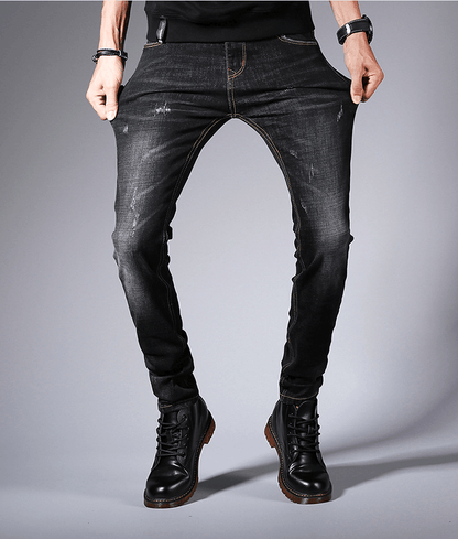 Fall 2021 New Jeans Men\'s Korean Edition Fashion Slim Bottom Pants Young Students Elastic Black Pants