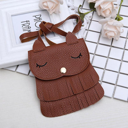 Girls change small bag children bags Pu all-match creative Xiekua package small fox tassel bag