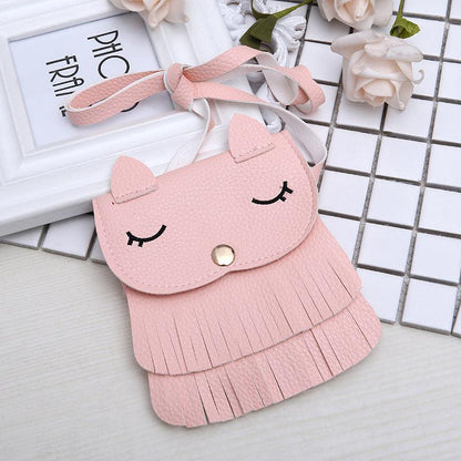 Girls change small bag children bags Pu all-match creative Xiekua package small fox tassel bag