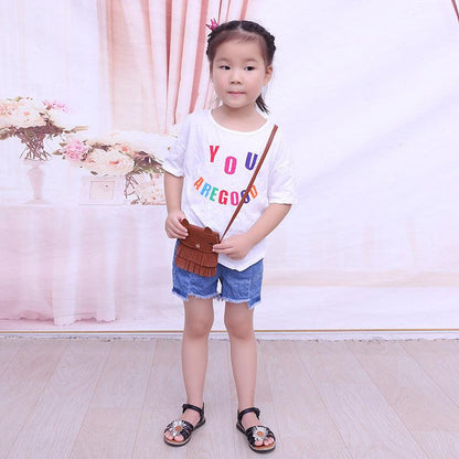 Girls change small bag children bags Pu all-match creative Xiekua package small fox tassel bag