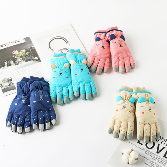 Cute Cartoon For Boys And Girls With Breathable Cold Gloves