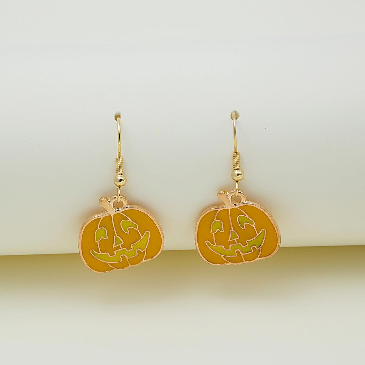 Halloween Earrings Cute Pumpkin Spooky Oil Drip Alloy Earrings Jewelry