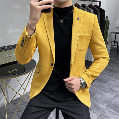 Men's Fashion Casual Suede Suit Top