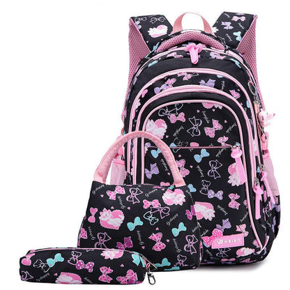 Three-piece set of light and water-repellent backpack for primary and middle school students