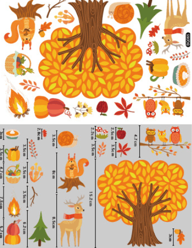 Pumpkin Maple Leaf Creative Static Stickers Thanksgiving Glass Window Decoration