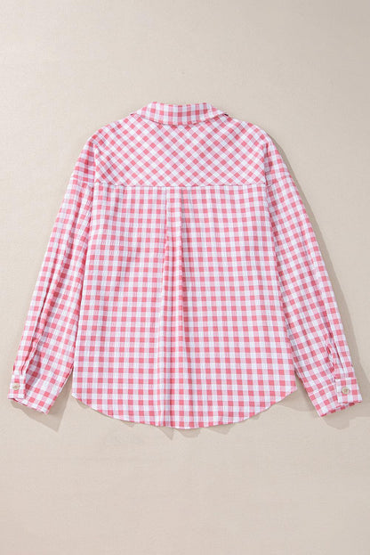 Plaid Collared Neck Long Sleeve Shirt