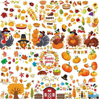 Pumpkin Maple Leaf Creative Static Stickers Thanksgiving Glass Window Decoration