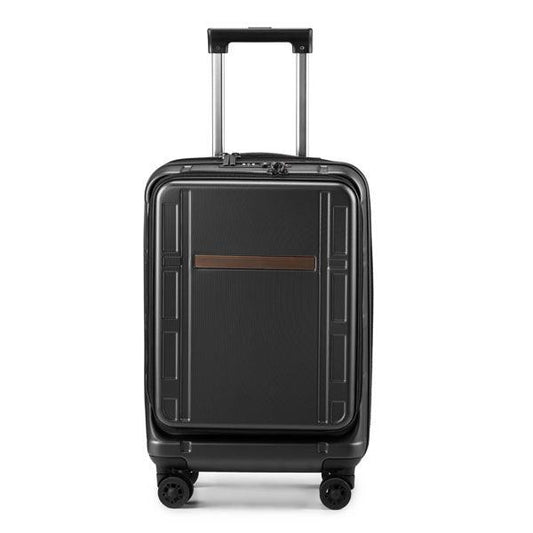 FCH Front Opening 20 Inch Expandable ABS-PC Trolley Case 20in Silent Wheels Inner Iron Outer Aluminum Trolley Rod Classic Color - Black