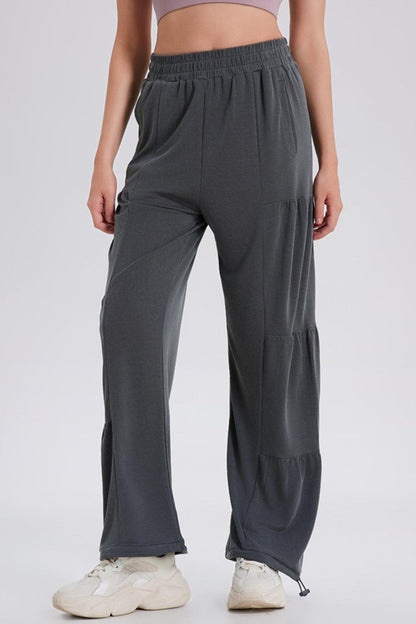 Basic Bae Drawstring Elastic Waist Ruched Joggers