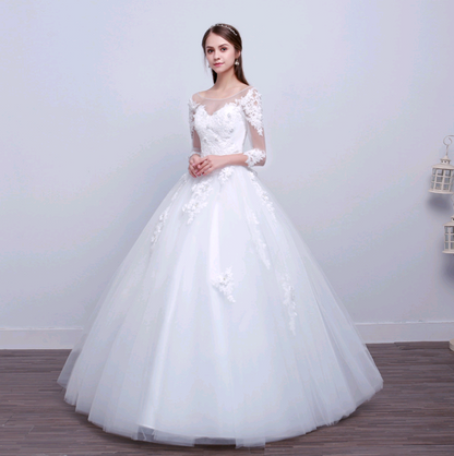 2021 new shoulders Slim Qi wedding bride married slim wedding dress