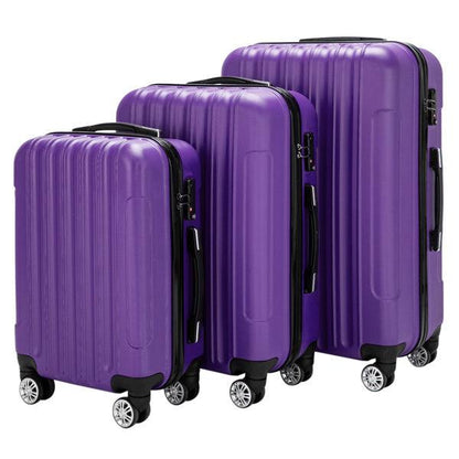 Vertical 3-in-1 Spinner Wheel With Handle Trolley Case 20in 24in 28in ABS Aluminum Alloy Trolley Classic Color - Purple