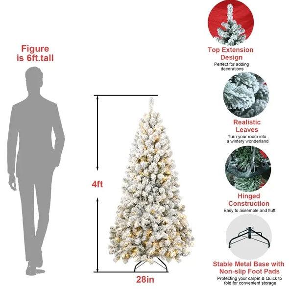 5ft Pre-lit Flocked Artificial Christmas Tree Environmentally Friendly Fireproof Artificial Christmas Flocked Tree