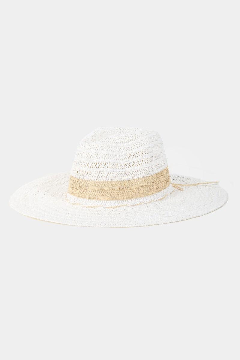 Fame Contrast Straw Braided Sun Hat