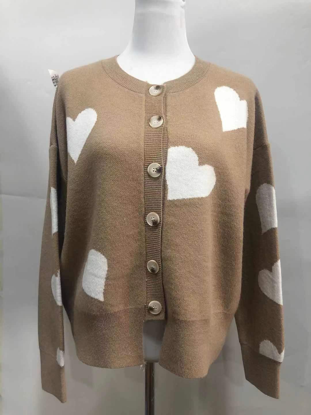 Women's Heart Sweater Single Breasted Cardigan Knitwear Coat Outwear