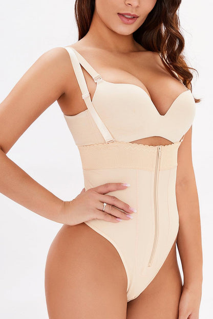 Full Size Adjustable Strap Zip-Up Shaping Bodysuit