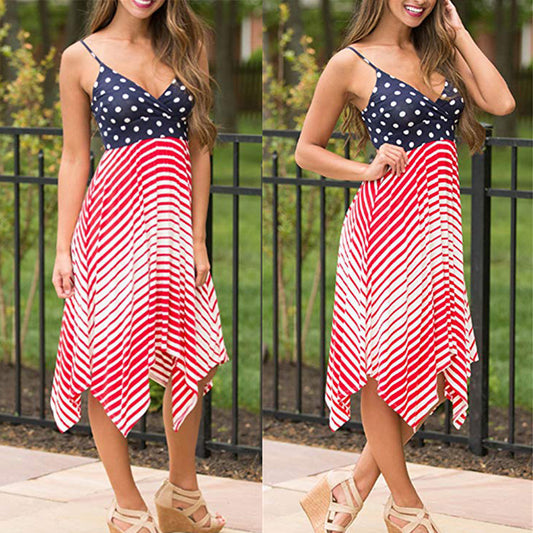 Independence Day Women's Sexy Sling Print Dress