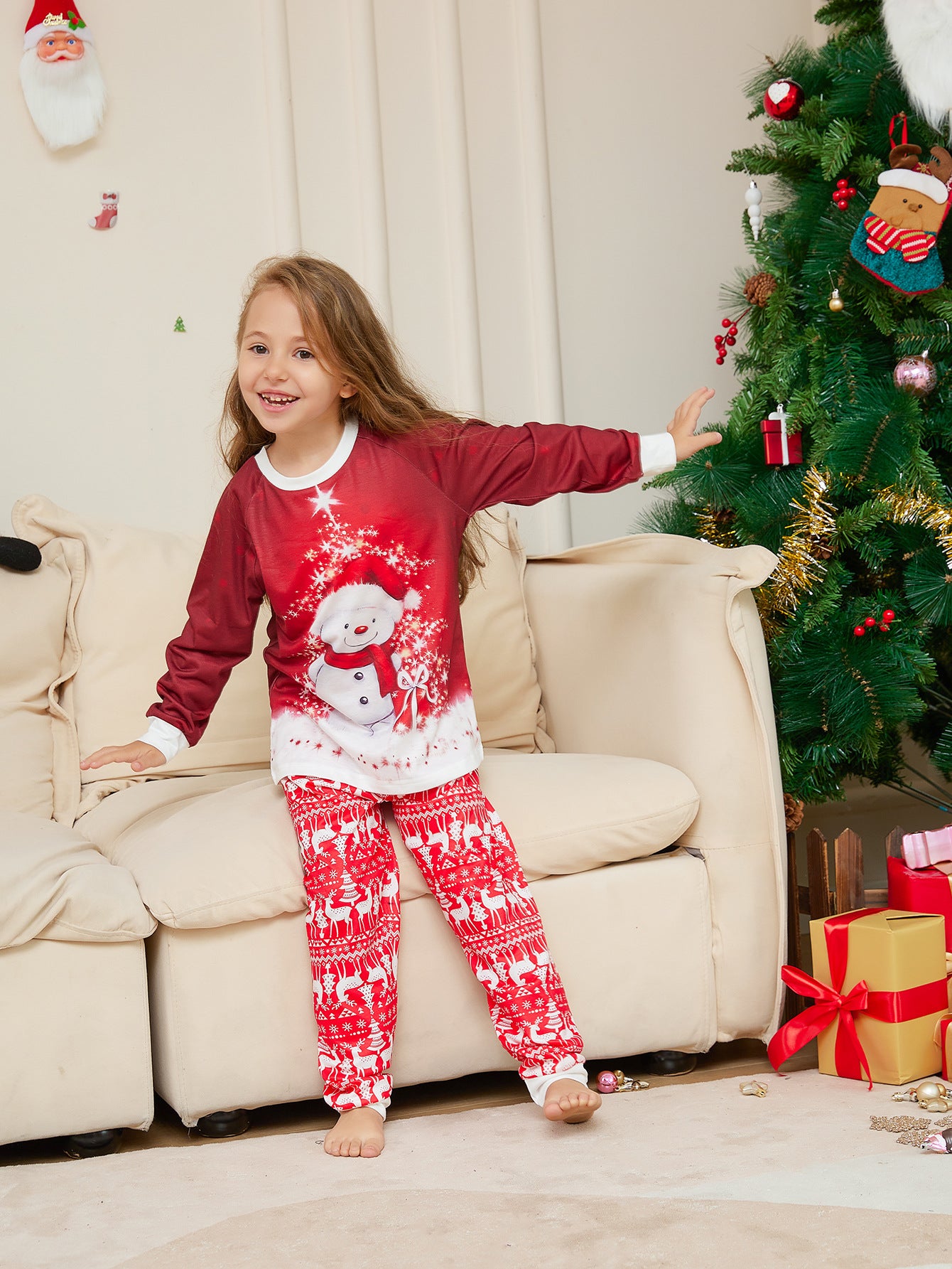 2023 New Snowman Scarf Parent-child Christmas Pajamas Pajamas Set