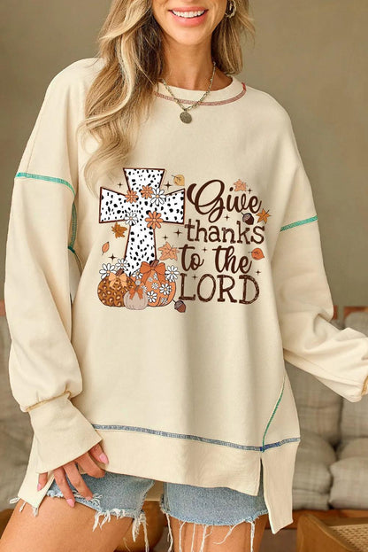 High-Low Contrast Stitching Round Neck Sweatshirt