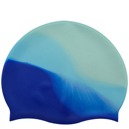 Silicone Swimming Cap Gradient Color Blocking Waterproof Printing