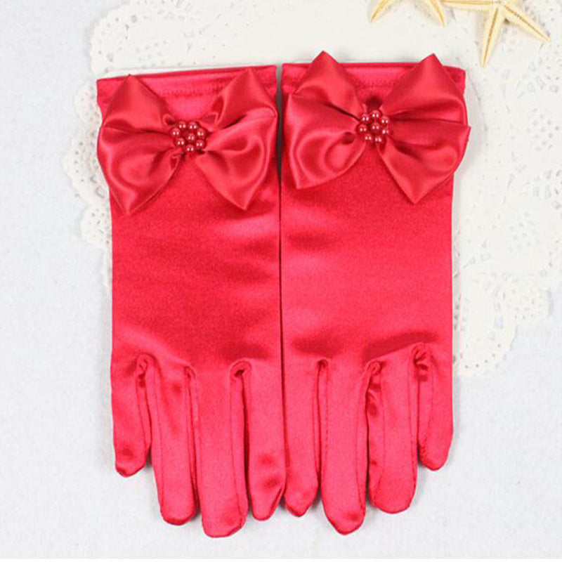 Flower Girl Long Gloves Children's Gloves Girls Bowknot Dress Gloves