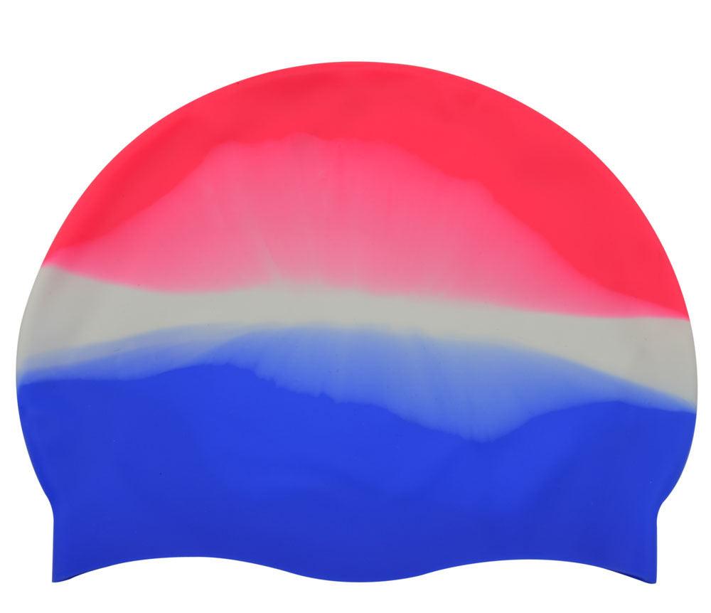 Silicone Swimming Cap Gradient Color Blocking Waterproof Printing