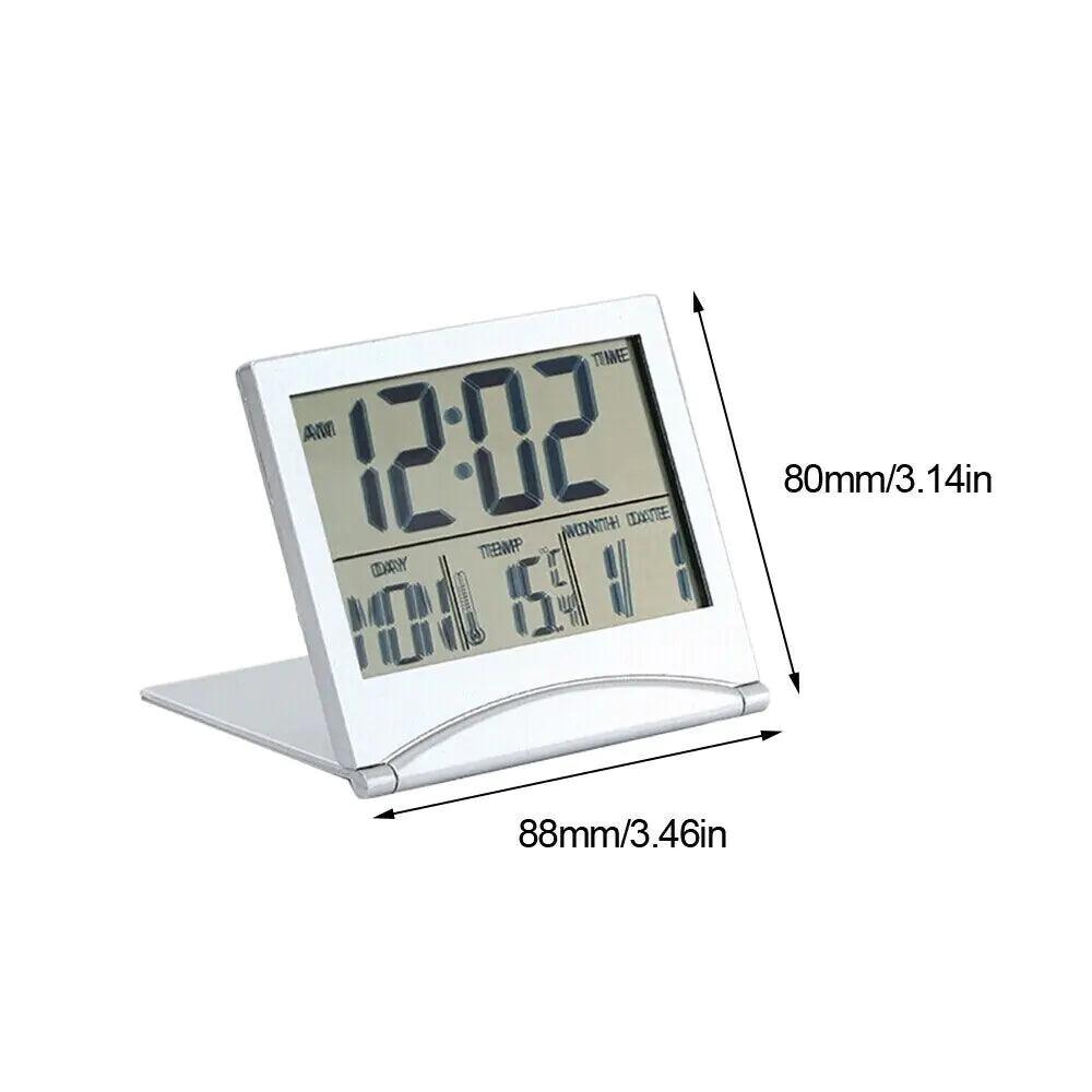 Digital Travel Alarm Clock Foldable Temperature LCD Clock Compact Desk Timer New