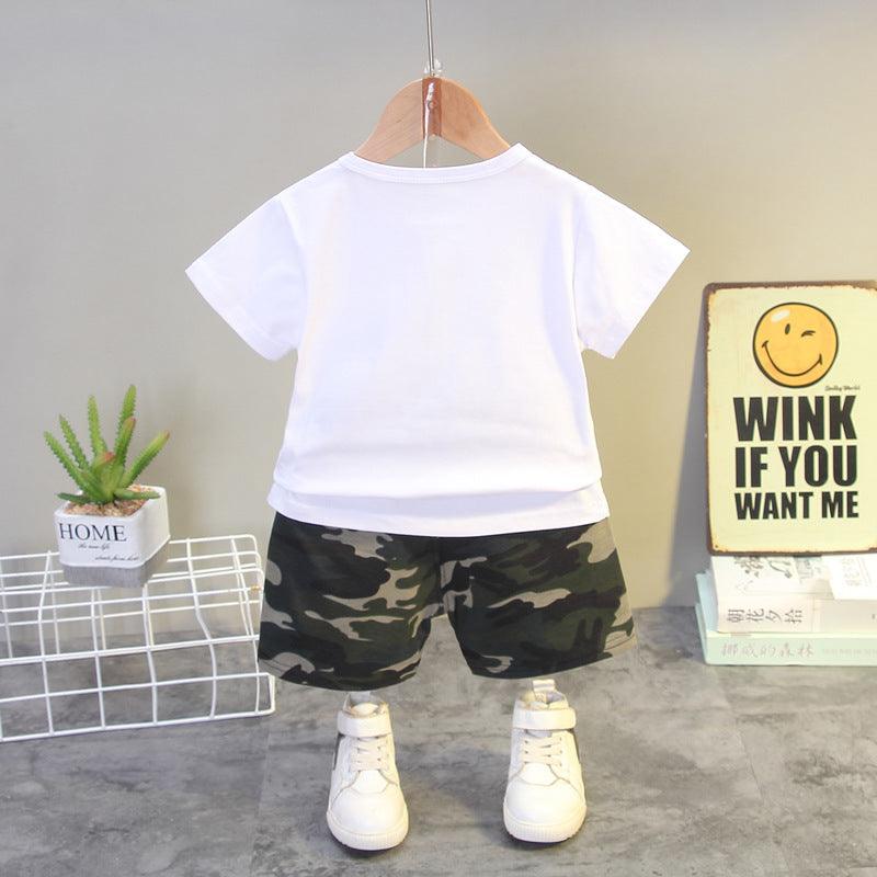 Short Sleeve Suit Trendy Boy Camouflage Satchel