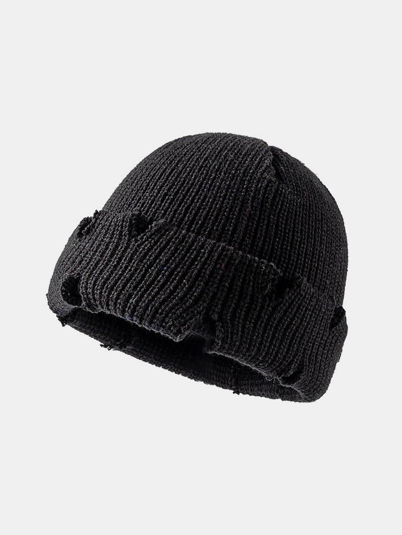 Distressed Cuffed Knit Hat