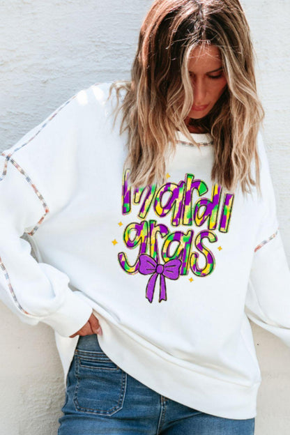 MARDI GRAS Round Neck Long Sleeve Sweatshirt