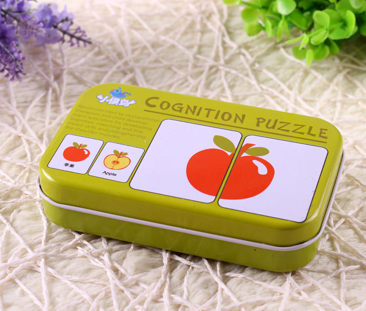 Children's Literacy Cognitive Card Baby Iron Box Puzzle Reading Card Toys