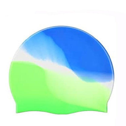 Silicone Swimming Cap Gradient Color Blocking Waterproof Printing