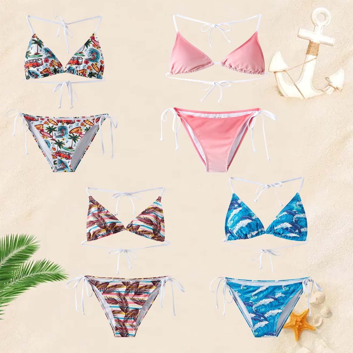 Two Pieces,Adult Women,Sexy Spaghetti String Bikini Top And Bottom,SummerVacation,Swimming,Spa,Surfing,Bathing,Swimming Pool